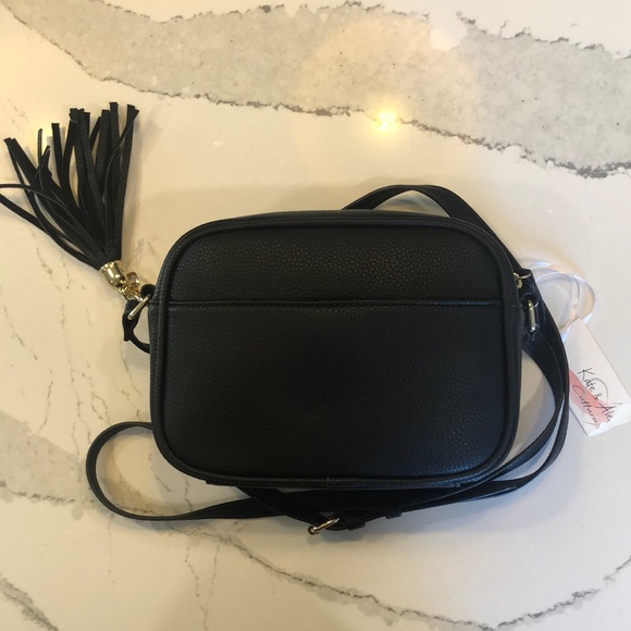 Kate & Alexa Handbags - Black Faux Leather Crossbody with Tassel
